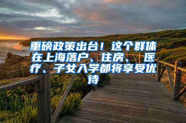 重磅政策出臺！這個群體在上海落戶、住房、 醫(yī)療、子女入學都將享受優(yōu)待