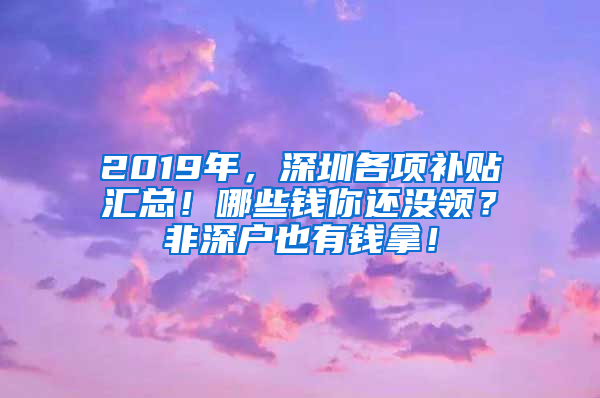 2019年，深圳各項補貼匯總！哪些錢你還沒領(lǐng)？非深戶也有錢拿！