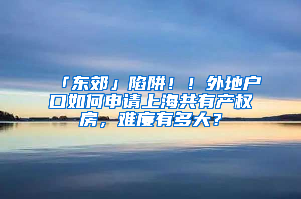 「東郊」陷阱??！外地戶口如何申請(qǐng)上海共有產(chǎn)權(quán)房，難度有多大？