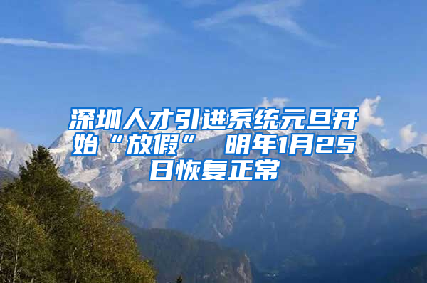 深圳人才引進系統(tǒng)元旦開始“放假” 明年1月25日恢復正常