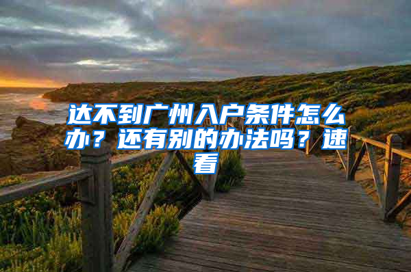 達不到廣州入戶條件怎么辦？還有別的辦法嗎？速看