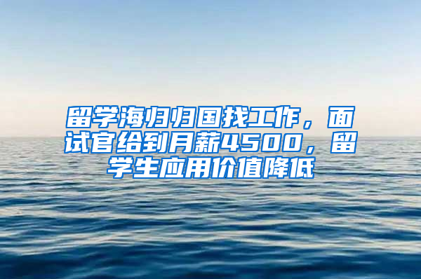 留學(xué)海歸歸國(guó)找工作，面試官給到月薪4500，留學(xué)生應(yīng)用價(jià)值降低