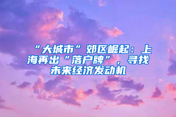 “大城市”郊區(qū)崛起：上海再出“落戶牌”，尋找未來經濟發(fā)動機