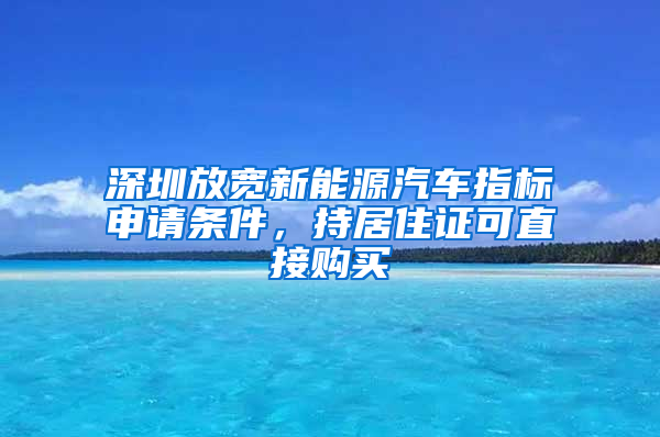 深圳放寬新能源汽車指標(biāo)申請(qǐng)條件，持居住證可直接購(gòu)買