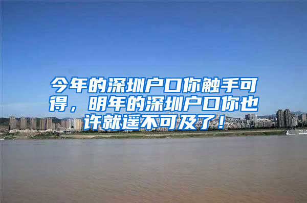 今年的深圳戶口你觸手可得，明年的深圳戶口你也許就遙不可及了！