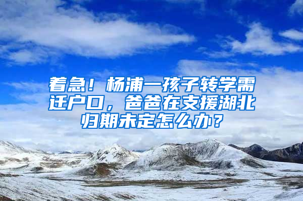 著急！楊浦一孩子轉(zhuǎn)學(xué)需遷戶口，爸爸在支援湖北歸期未定怎么辦？