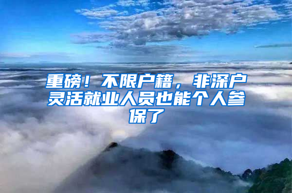 重磅！不限戶籍，非深戶靈活就業(yè)人員也能個(gè)人參保了