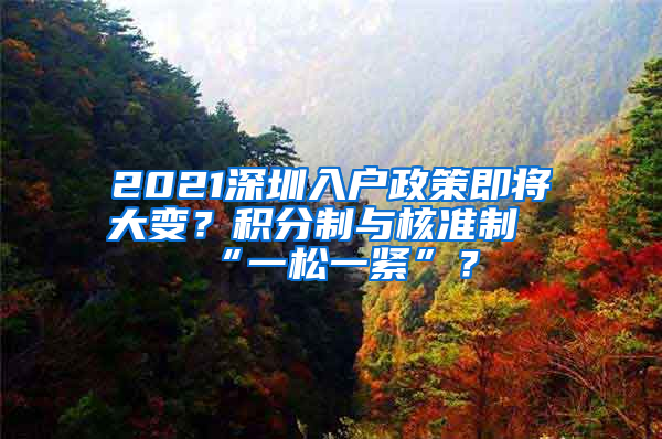 2021深圳入戶政策即將大變？積分制與核準制“一松一緊”？