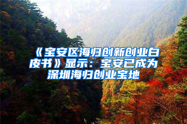 《寶安區(qū)海歸創(chuàng)新創(chuàng)業(yè)白皮書》顯示：寶安已成為深圳海歸創(chuàng)業(yè)寶地