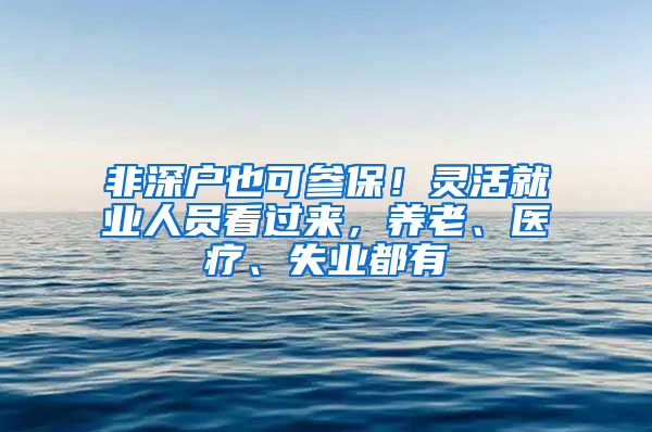 非深戶也可參保！靈活就業(yè)人員看過來，養(yǎng)老、醫(yī)療、失業(yè)都有