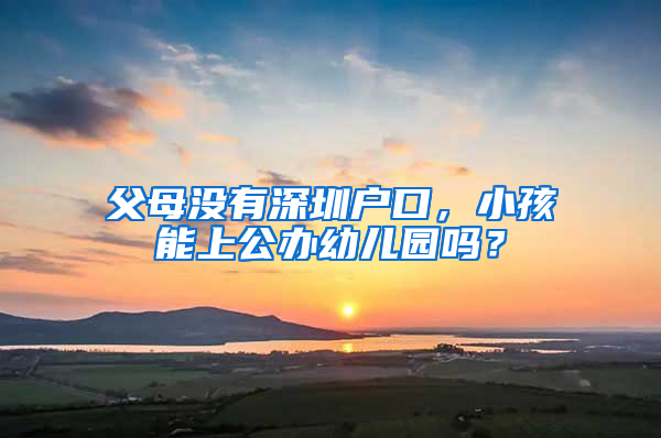 父母沒有深圳戶口，小孩能上公辦幼兒園嗎？