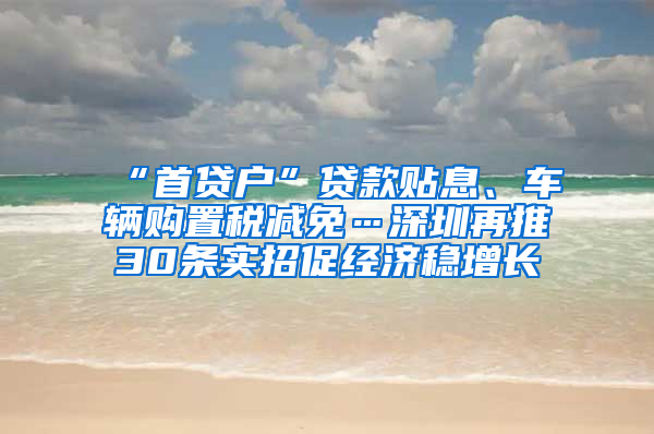 “首貸戶”貸款貼息、車輛購置稅減免…深圳再推30條實招促經(jīng)濟穩(wěn)增長