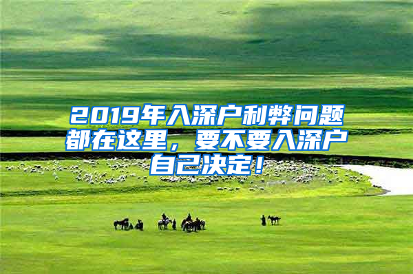 2019年入深戶利弊問題都在這里，要不要入深戶自己決定！