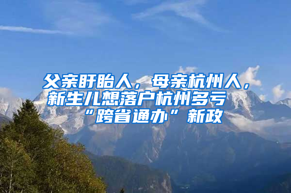 父親盱眙人，母親杭州人，新生兒想落戶杭州多虧“跨省通辦”新政