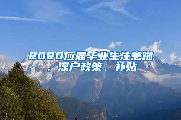 2020應屆畢業(yè)生注意啦，深戶政策、補貼