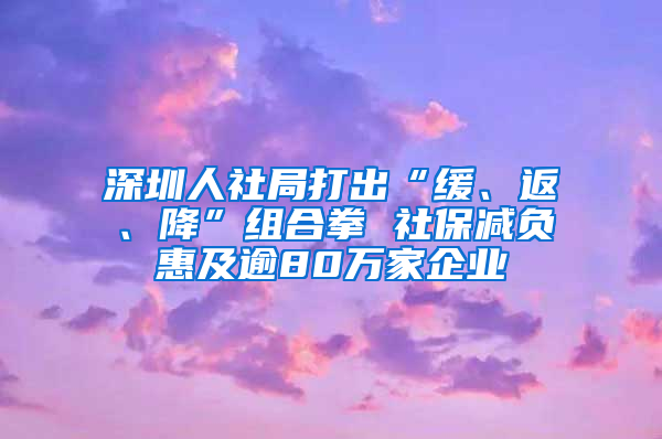 深圳人社局打出“緩、返、降”組合拳 社保減負(fù)惠及逾80萬(wàn)家企業(yè)