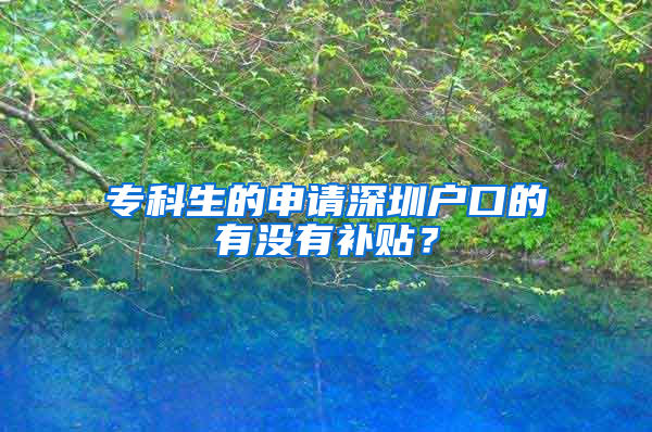 ?？粕纳暾?qǐng)深圳戶口的有沒有補(bǔ)貼？