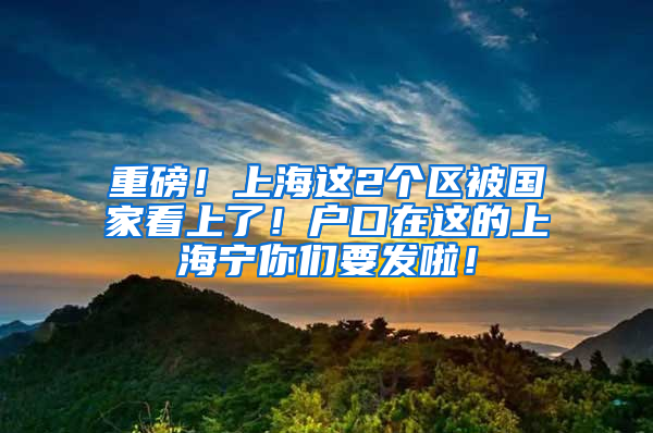 重磅！上海這2個(gè)區(qū)被國家看上了！戶口在這的上海寧你們要發(fā)啦！