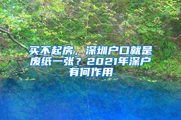 買不起房，深圳戶口就是廢紙一張？2021年深戶有何作用