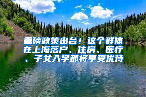 重磅政策出臺！這個群體在上海落戶、住房、醫(yī)療、子女入學都將享受優(yōu)待