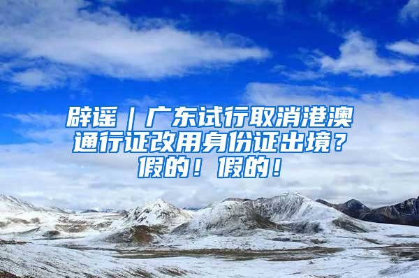 辟謠｜廣東試行取消港澳通行證改用身份證出境？假的！假的！