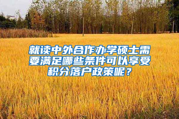 就讀中外合作辦學(xué)碩士需要滿足哪些條件可以享受積分落戶政策呢？