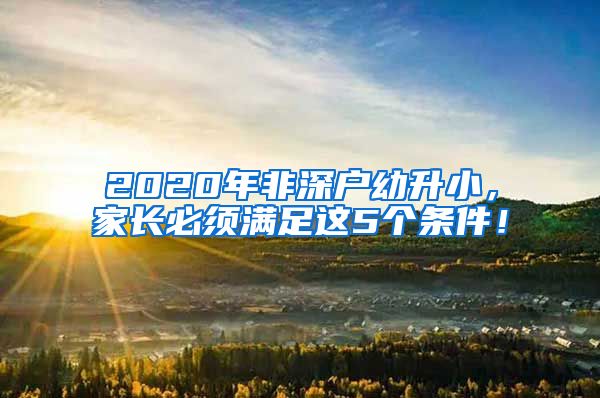 2020年非深戶幼升小，家長(zhǎng)必須滿足這5個(gè)條件！