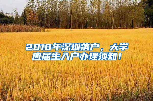 2018年深圳落戶，大學(xué)應(yīng)屆生入戶辦理須知！