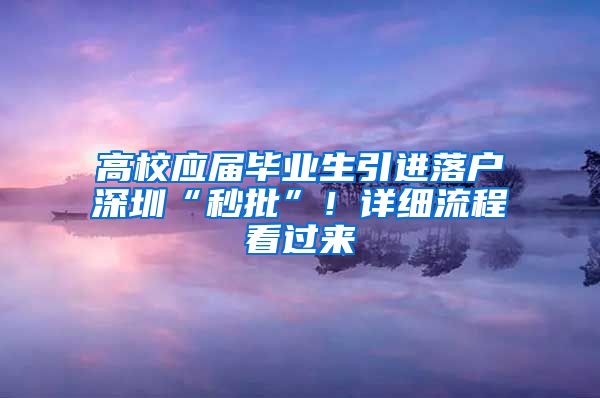 高校應屆畢業(yè)生引進落戶深圳“秒批”！詳細流程看過來