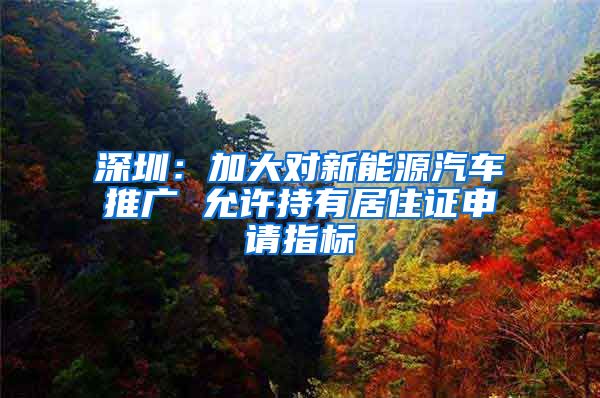 深圳：加大對新能源汽車推廣 允許持有居住證申請指標