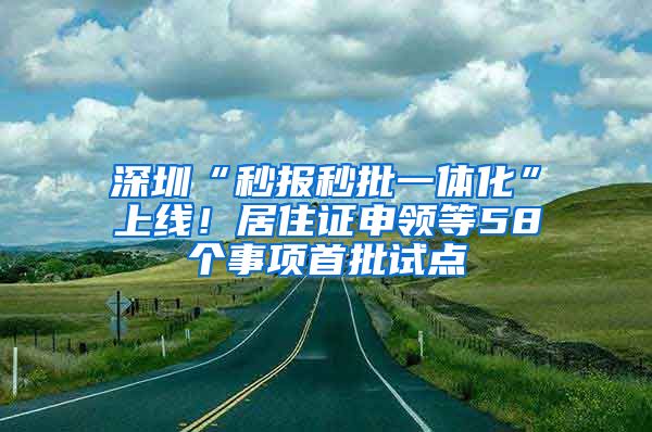 深圳“秒報(bào)秒批一體化”上線！居住證申領(lǐng)等58個(gè)事項(xiàng)首批試點(diǎn)