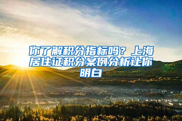 你了解積分指標(biāo)嗎？上海居住證積分案例分析讓你明白