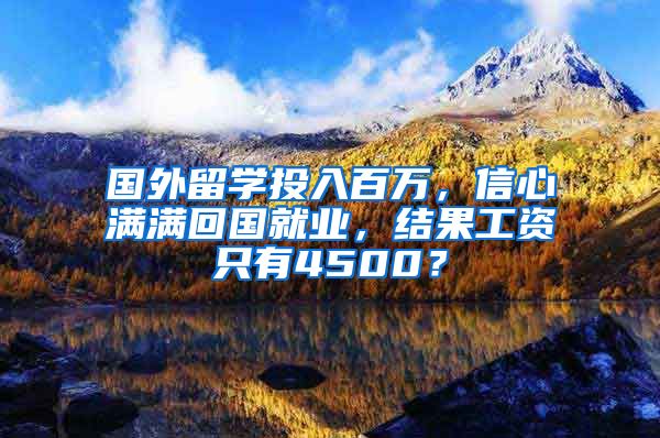 國外留學(xué)投入百萬，信心滿滿回國就業(yè)，結(jié)果工資只有4500？