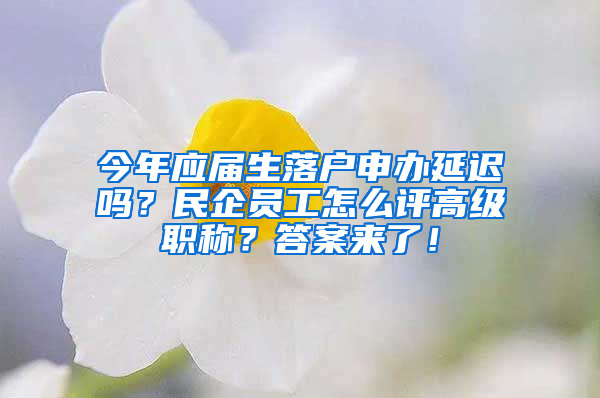 今年應(yīng)屆生落戶申辦延遲嗎？民企員工怎么評高級職稱？答案來了！