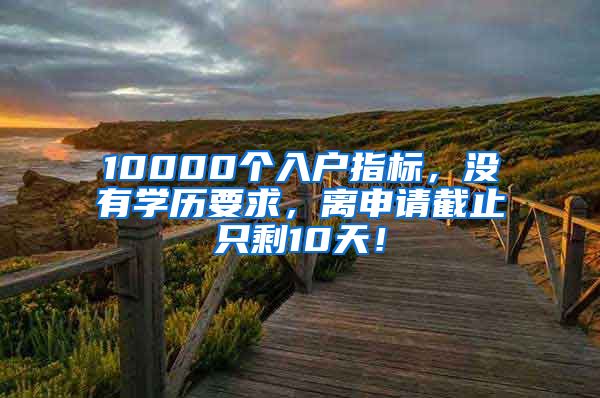 10000個入戶指標，沒有學歷要求，離申請截止只剩10天！