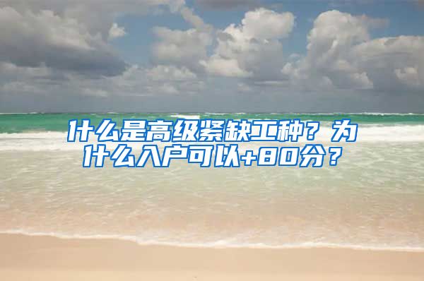 什么是高級緊缺工種？為什么入戶可以+80分？