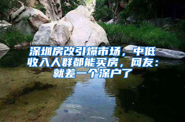 深圳房改引爆市場，中低收入人群都能買房，網(wǎng)友：就差一個深戶了