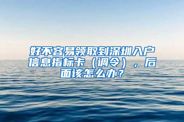 好不容易領取到深圳入戶信息指標卡（調令），后面該怎么辦？