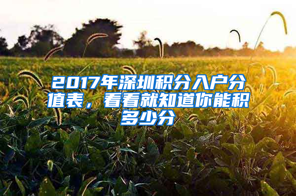 2017年深圳積分入戶分值表，看看就知道你能積多少分