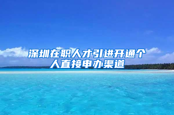 深圳在職人才引進(jìn)開(kāi)通個(gè)人直接申辦渠道