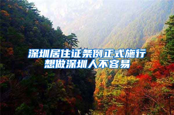 深圳居住證條例正式施行想做深圳人不容易