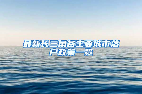 最新長三角各主要城市落戶政策一覽