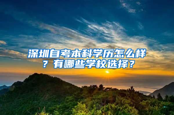 深圳自考本科學(xué)歷怎么樣？有哪些學(xué)校選擇？