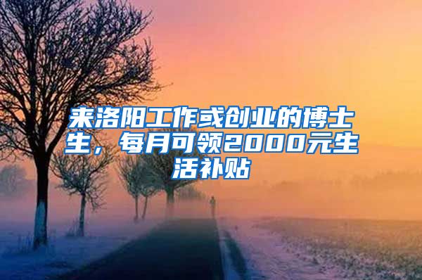 來(lái)洛陽(yáng)工作或創(chuàng)業(yè)的博士生，每月可領(lǐng)2000元生活補(bǔ)貼