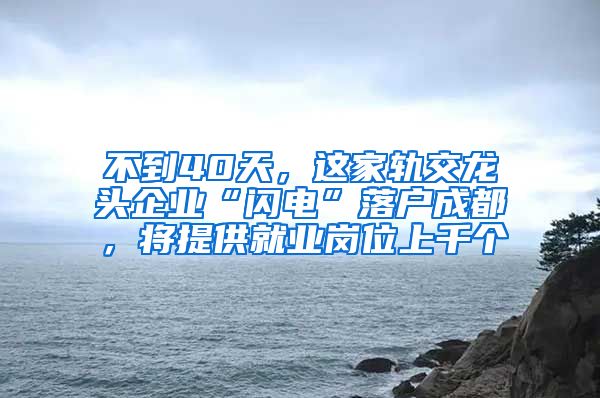 不到40天，這家軌交龍頭企業(yè)“閃電”落戶成都，將提供就業(yè)崗位上千個(gè)