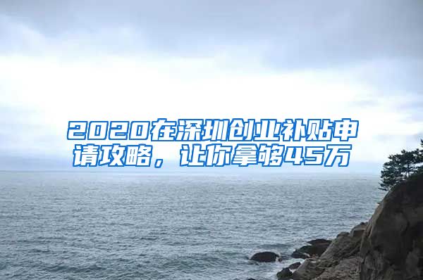 2020在深圳創(chuàng)業(yè)補(bǔ)貼申請(qǐng)攻略，讓你拿夠45萬(wàn)