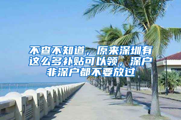 不查不知道，原來深圳有這么多補貼可以領，深戶非深戶都不要放過