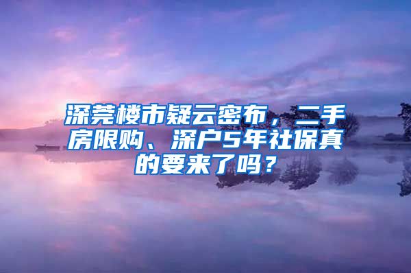 深莞樓市疑云密布，二手房限購、深戶5年社保真的要來了嗎？