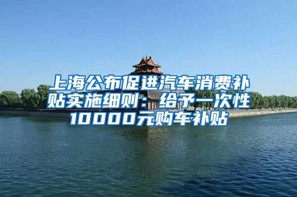 上海公布促進汽車消費補貼實施細則：給予一次性10000元購車補貼