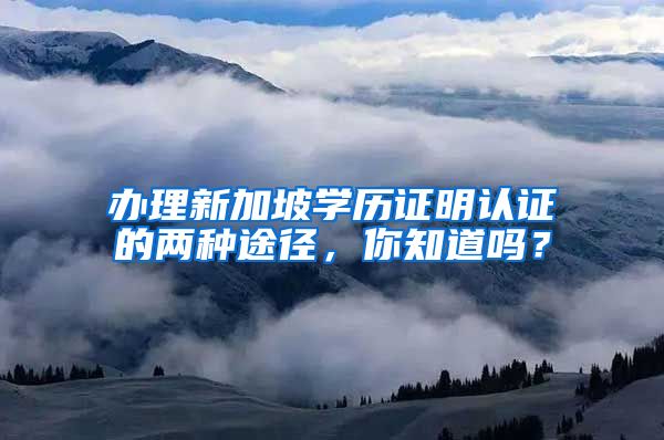 辦理新加坡學歷證明認證的兩種途徑，你知道嗎？